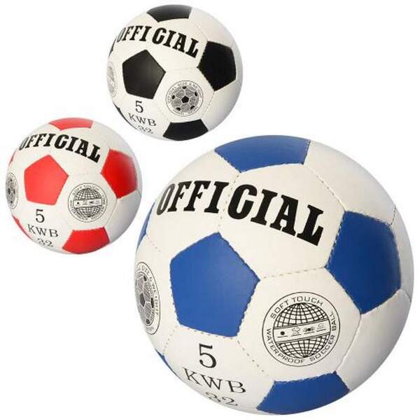М'яч футбольний OFFICIAL 2500-203 (30шт) розмір5,ПУ,1,4мм,32панелі, ручн.робота,280-310г,3кол,у куль (шт.)