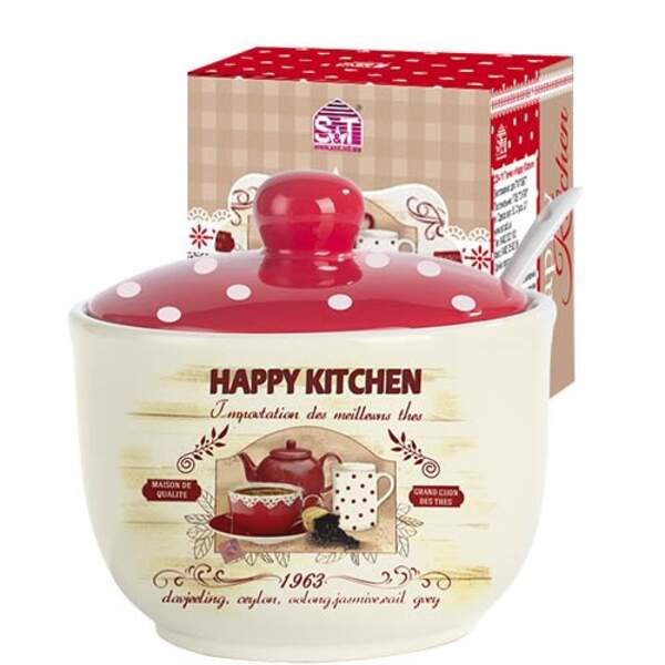 Цукорниця з ложкою 450мл "Happy Kitchen" (d-11см, h-7,5см) (шт.)