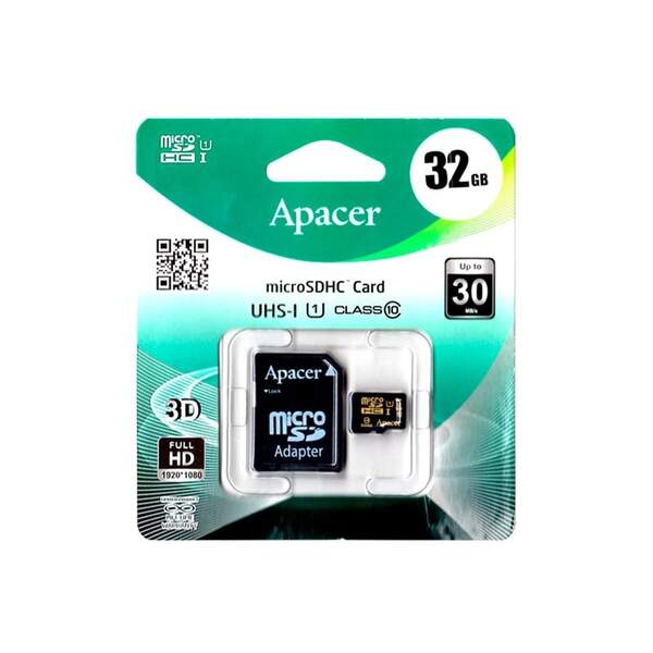 APACER Micro SD 32Gb UHS-I class10 + adapter (шт.)