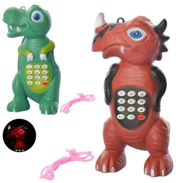 Телефон JS5619-41 (240шт) 13см, звуки динозавра, свет, на бат-ке, 2вида, в кульке, 14-7-4см (шт.)