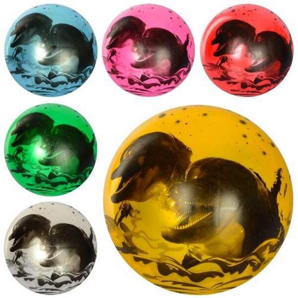 Мяч детский MS 1901 (120шт) 9 дюймов, дельфины, рисунок, 60-65г, 6цветов, (шт.)
