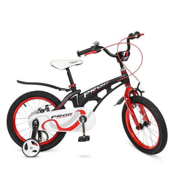 Велосипед дитячий PROF1 16д. LMG16201 (1шт) Infinity, магнез.рама, чорно-червоний (мат), дзвінок, до (шт.)