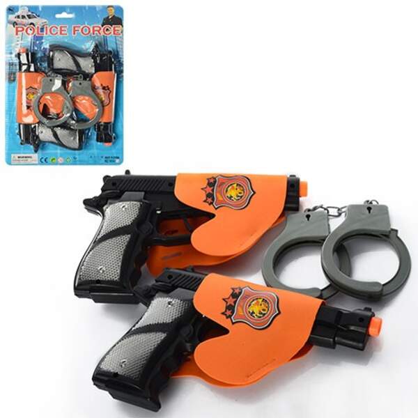 Набор полицейского 1414-15 (120шт) пистолеты 2шт, наручники, в кульке, 22-31-5см (шт.)