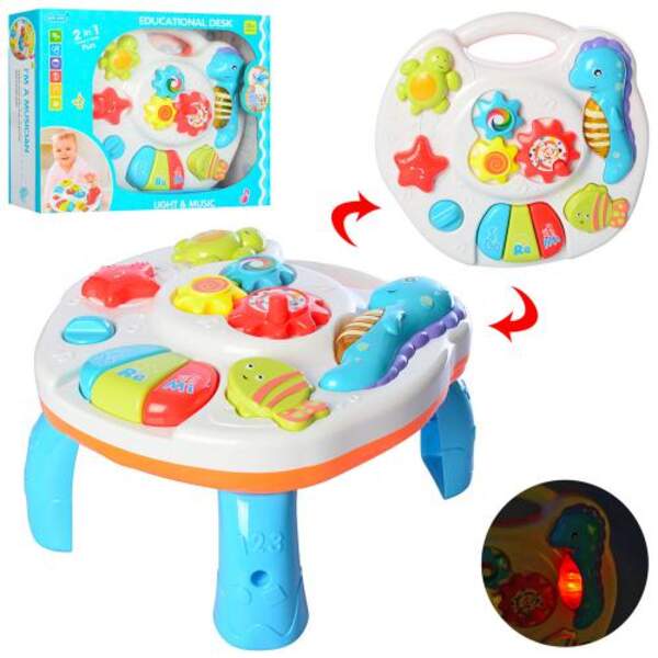 Ігровий центр 3902 (18шт) столик28-25-15/підвеска на ліж,муз,зв,св,тріскачка,бат,кор, 36-29-8,5см (шт.)