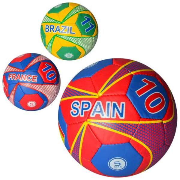 Мяч футбольный 2500-112 (30шт) размер 5, ПУ1,4мм, ручн.работа, 32панели, 400-420г, 3в-страны,в кульк (шт.)
