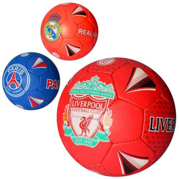 Мяч футбольный 2500-118 (30шт) размер 5, ПУ1,4мм, ручн.работа, 32панели,400-420г,3в(клубы), в кульке (шт.)