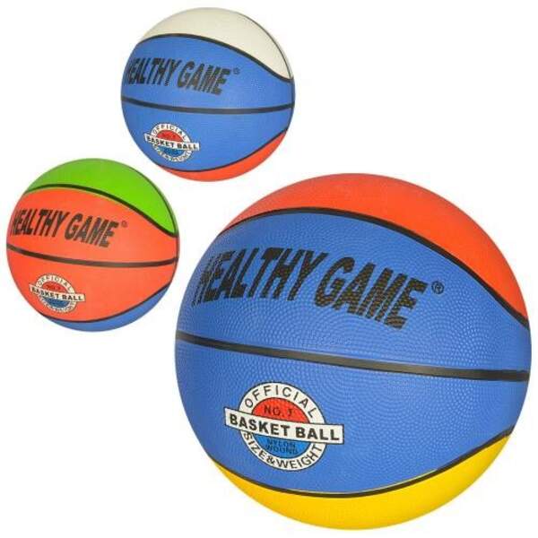 М'яч баскетбольний VA 0002 (50шт) розмір 7, гума, 8 панелей, малюнок-наклейка, 2 кольори, 520г, в ку (шт.)
