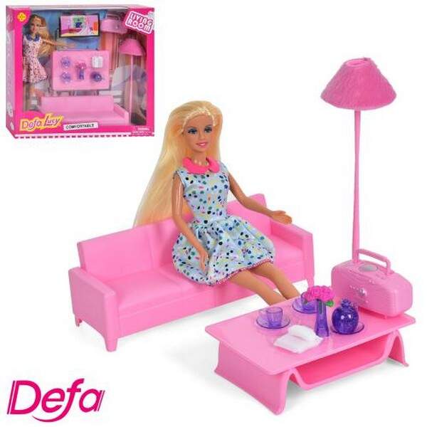 Лялька DEFA 8437-BF (12шт) 29см, вітальня, диван, посуд, 2види, у кор-ці, 36-32,5-8,5см (шт.)
