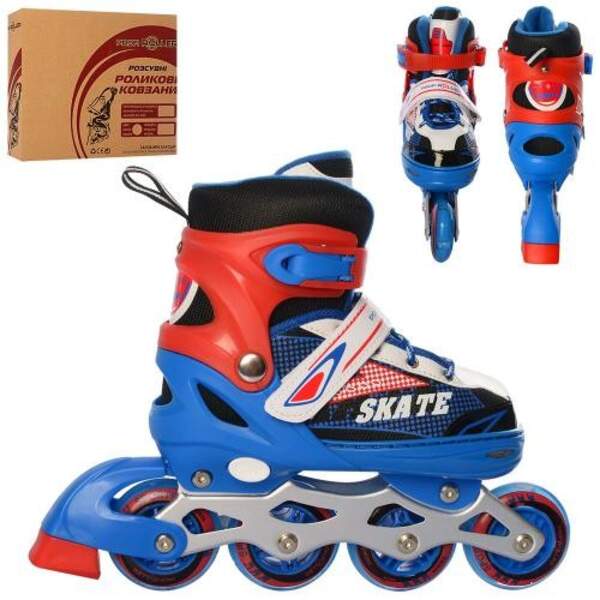 Ролики A 4123-M-BL(35-38) (1шт) розс., шнур + бакля, ал. рама, кол ПУ70мм, 1світло, синій, кор, 38- (шт.)