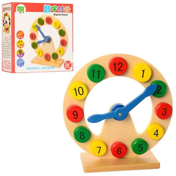 Деревянная игрушка Часы MD 1214 (60шт) 20см, в кор-ке, 21-21-7,5см (шт.)