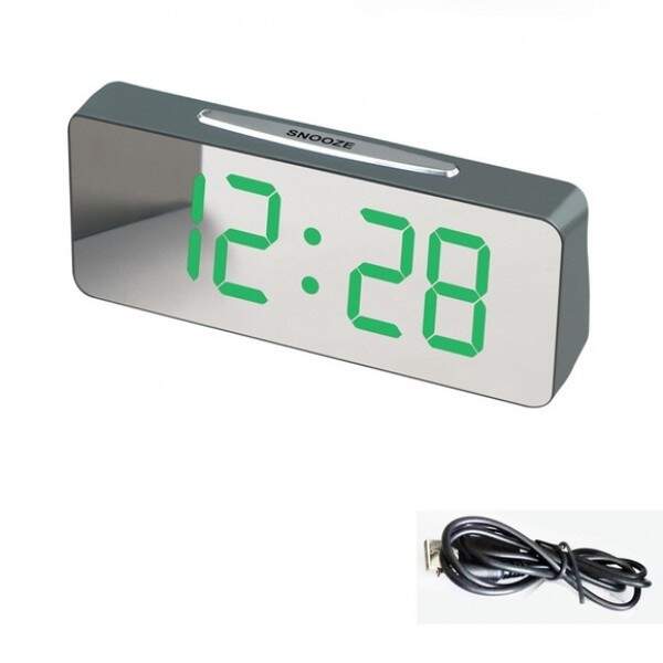 настольные часы с будильником от сети и от батареек сзеленой подсветкой VST-763Y-4 (шт.)