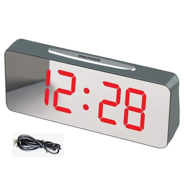 настольные часы с будильником от сети и от батареек 7.8 дюймов, красной подсветкой VST-763Y-1 (шт.)