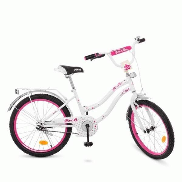 Велосипед детский PROF1 20д. Y2094 (1шт) Star,бело-малинов.,звонок,подножка (шт.)