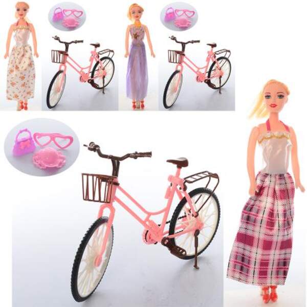 Кукла 188-49 (96шт) 26см, велосипед26см, сумочка, шляпа, очки,микс видов,в кульке,24-29-6см (шт.)