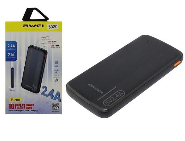 Моб. Зарядка POWER BANK AWEI P20K 10000mah 2.4A (60) 5020 (шт.)