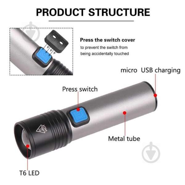 Ліхтарик ручний BL K31 USB CHARGE (240) 6811 (шт.)