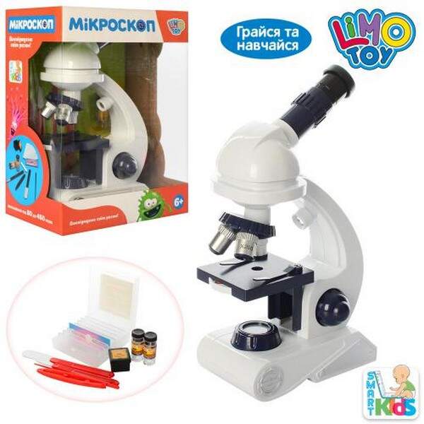 Микроскоп SK 0010 (12шт) 26,5см, свет,пробирки, инструменты, на бат-ке, в кор-ке, 20-27-13см (шт.)
