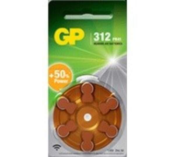 Батарейка GP Zinc Air Button Cell 1.45V ZA312-D6 повiтр.-цинк.PR41,DA312X д/сл.ап (Ціна за блістер) (шт.)