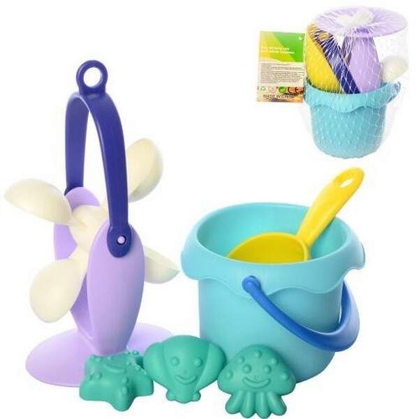 Набор для песочницы HG-771 (96шт) ведерко,лопатка,мельница,формочки,мягкий, в сетке,18-13-12см (шт.)