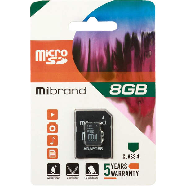 Mibrand  micro SD 8Gb class 4 + ad (шт.)