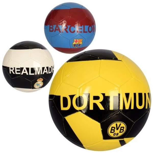 М'яч футбольний EV 3335 (30шт) розмір 5, ПВХ, 300-320г, 3 види (клуби) (шт.)