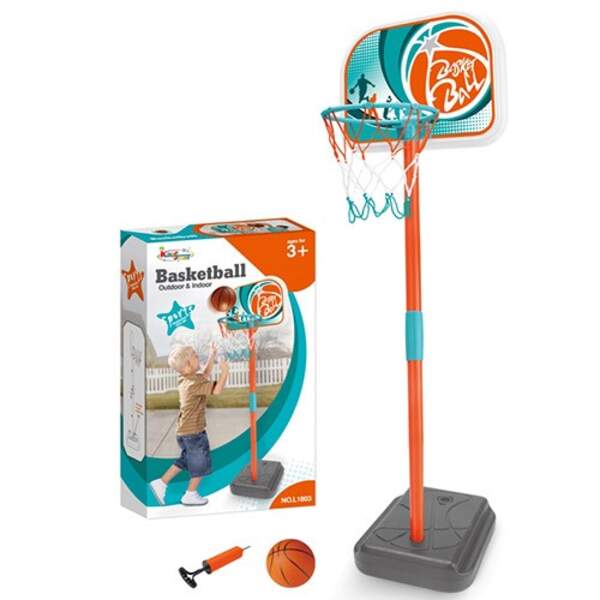 Баскетбольне кільце MR 0522 (12шт) на стійці106см,щит пласт,кільце,сітка,м'яч,насос, кор,25-41-8,5см (шт.)