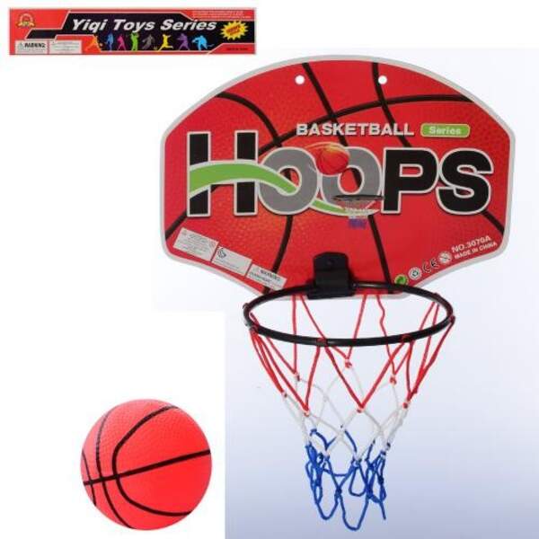 Баскетбольне кільце MR 0558 (60шт) пластик20см, щит-пластик35-25см, сітка, м'яч, у кульку, 39-36-8см (шт.)