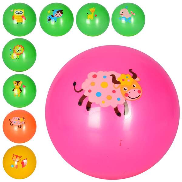 Мяч детский MS 3005 (480шт) 15см, рисунок-животное, ПВХ, 42-48г, 8видов, 4цвета (шт.)