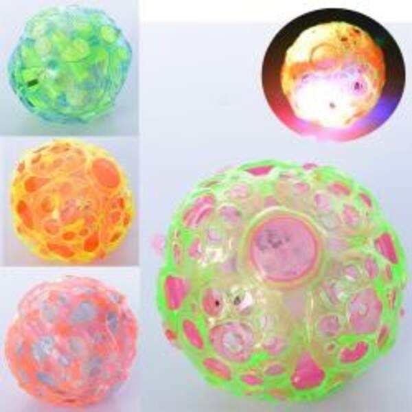М'яч ігровий 7008D (84шт) 10см, стрибає, світло, 4 кольори, на бат-ці, в кульку, 10-10-10см (шт.)