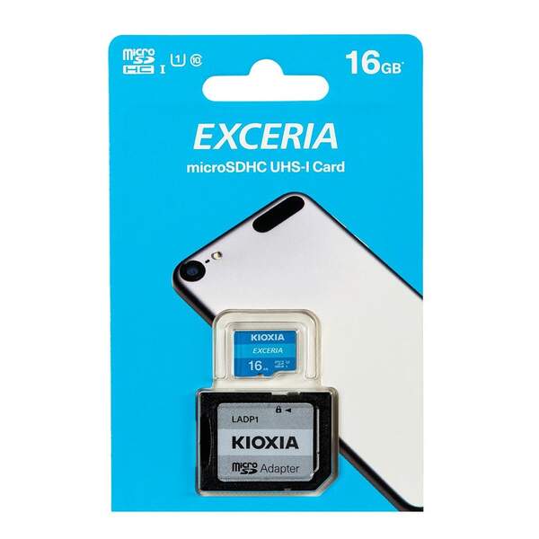 Kioxia Micro SDHC 16Gb UHS-I class10 Exceria R100MB/s + adapter (LMEX1L016GG2) (шт.)
