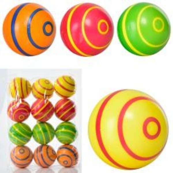 М'яч дитячий фомовий MS 3362-2 (240шт) 7,6см, 1вид / 4 кольори, упаковка 12шт (шт.)