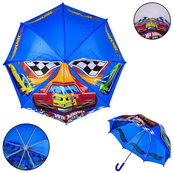 Детский зонт Hot Wheels PL8207  (60шт) полиэстер, р-р трости – 59 см, диаметр в раскрытом виде – 70 (шт.)