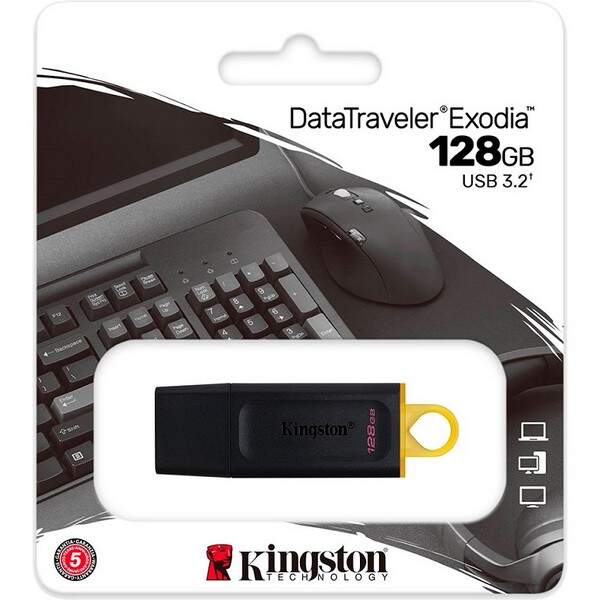 flash Kingston USB 3.2 DT Exodia 128GB Black/Yellow /25/ (шт.)