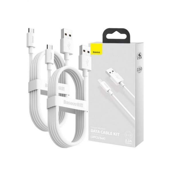 Кабель Baseus Simple Wisdom Data Cable Kit USB to Micro White (TZCAMZJ-02) (шт.)