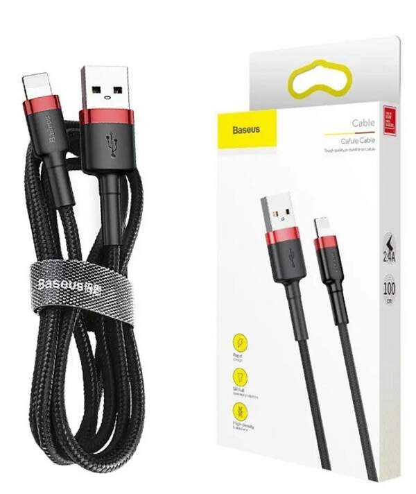 Кабель Baseus Kevlar Cable Lightning - USB 1.0 м 2 A Red/Black (CALKLF-B19) (шт.)