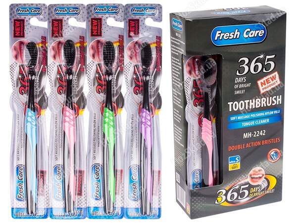 Зубна щітка "Fresh care" чорна щетина 12шт/уп 18.5см МH-2242 (24уп) (шт.)