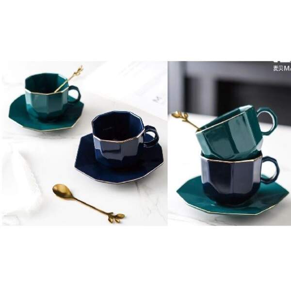 Чашка з блюдцем та ложкою "Golden line" 180мл TD00486 (60шт) (шт.)