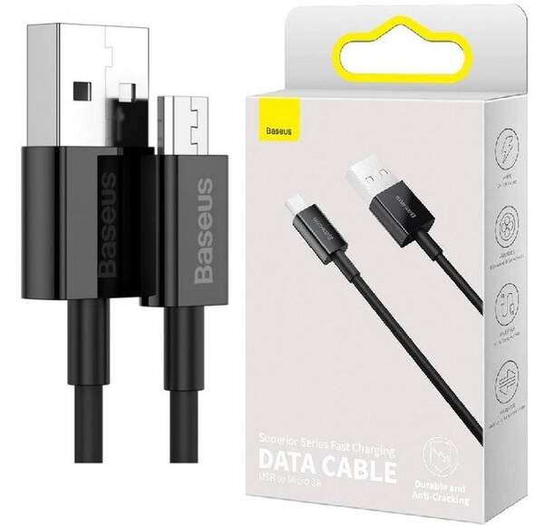 кабель Baseus Superior Series Fast Charging Data Cable USB to Micro 2A 1m Black (CAMYS-01) (шт.)