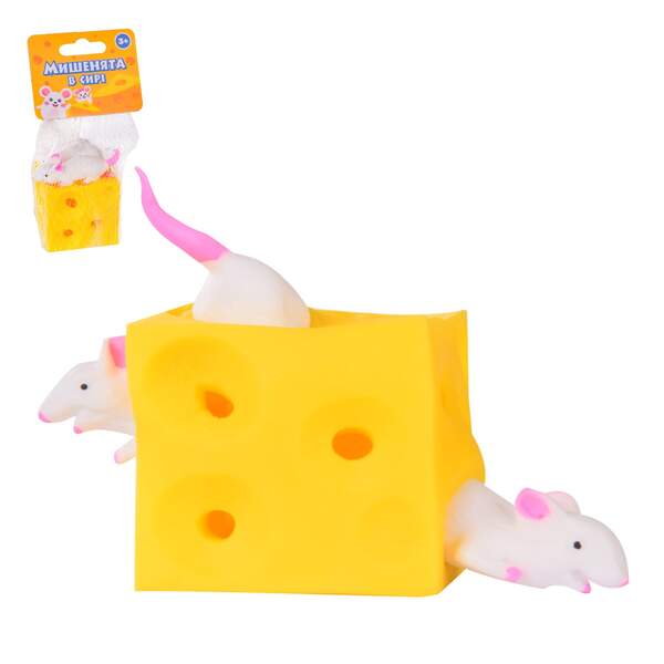 Антистресс MC0621 (288шт/12) мышки в сыре, в сетке, р-р сыра – 4.5*4.5*4.5 см, р-р мышки – 4.5 см (шт.)