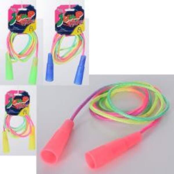 Скакалка MR 0822 (120шт) 220см, мотузка бавовна, пластик.ручки, 4 кольори, на листі, 8,5-22-3см (шт.)
