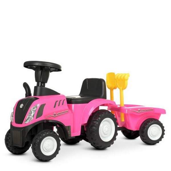 Каталка-толокар 658T-8 (1шт) трактор з причепом, звук, світло, на бат-ці, у кор-ці, рожевий (шт.)