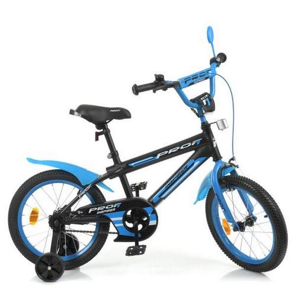 Велосипед дитячий PROF1 16д. Y16323-1 (1шт) Inspirer, SKD75, чорно-синій (мат), ліхтар, зв, дзерк, д (шт.)