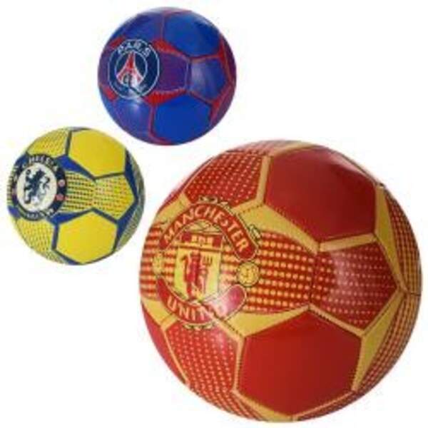 М'яч футбольний EV-3349 (30шт) розмір 5, ПВХ 1,8мм, 300г, 3 види (клуби), у кульку (шт.)