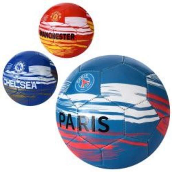 М'яч футбольний EV-3351 (30шт) розмір 5, ПВХ 1,8мм, 300г, 3 види (клуби), у кульку (шт.)