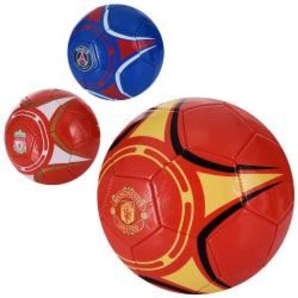М'яч футбольний EV-3353 (30шт) розмір 5, ПВХ 1,8мм, 300г, 3 види (клуби), у кульку (шт.)