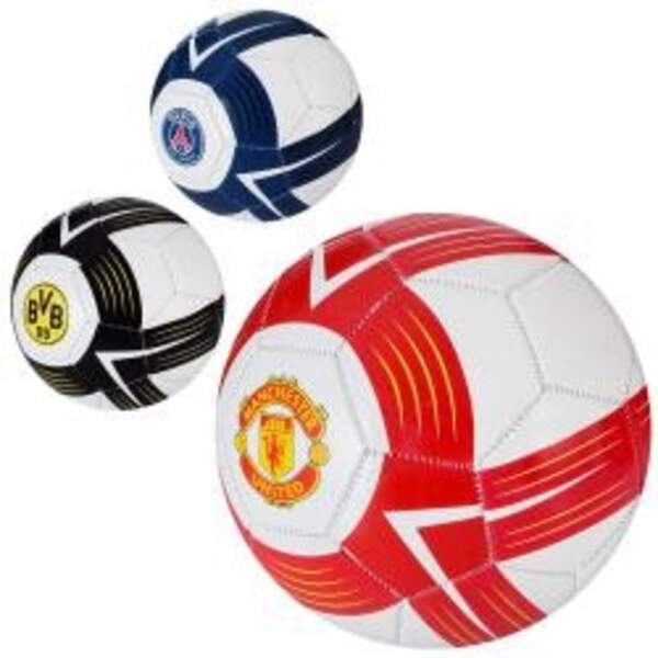 М'яч футбольний EV-3354 (30шт) розмір 5, ПВХ 1,8мм, 300г, 3 види (клуби), у кульку (шт.)