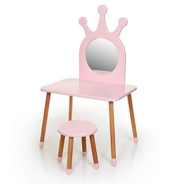 Трюмо 03-01PINK (1шт) ш70-г50-в117см, со стульчиком 30-30-в30см, розовый (шт.)