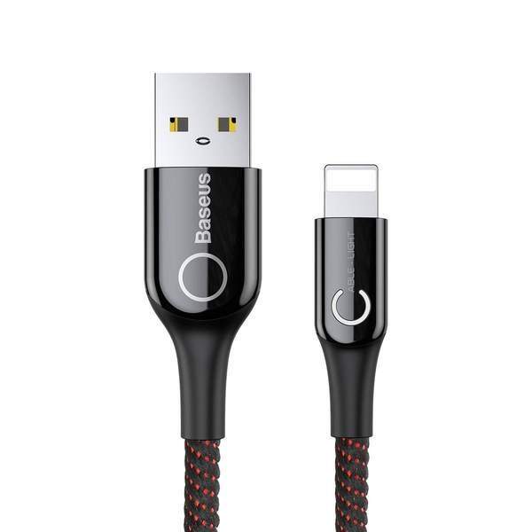 Кабель Baseus C-shaped Light Intelligent Power-Off Cable Lightning - USB 1.0 м 2.4A Black (CALCD-01) (шт.)