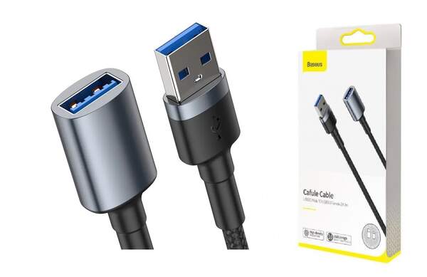 Кабель Baseus Cafule USB 3.0 Male to USB 3.0 Female 2A 1M grey (CADKLF-B0G) (шт.)