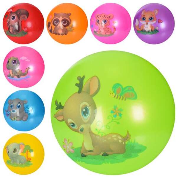 М'яч дитячий MS 3508 (120шт) 9 дюймів, малюнок, 60г, 8 кольорів, 8 видів (тварини) (шт.)